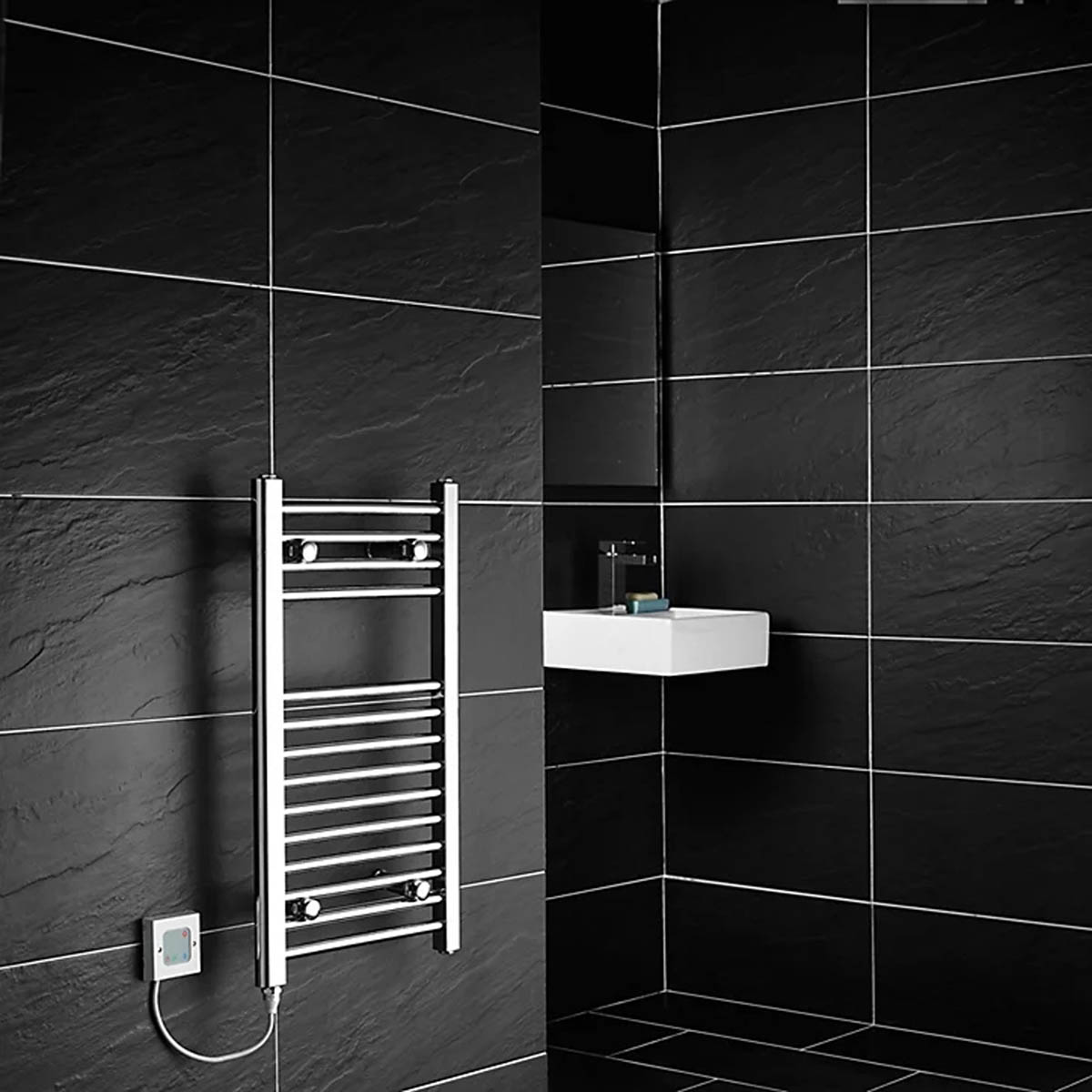 Flomasta Towel Rail Radiator Bathroom Warmer Electric Flat Modern Chrome 40x70cm - Image 2