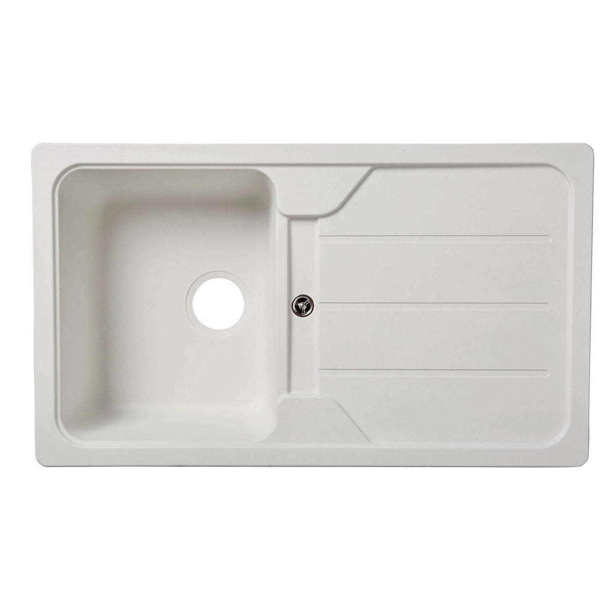 Cooke & Lewis Kitchen Sink Arber Quartz Composite 1 Bowl Drainer White 860mm - Image 1