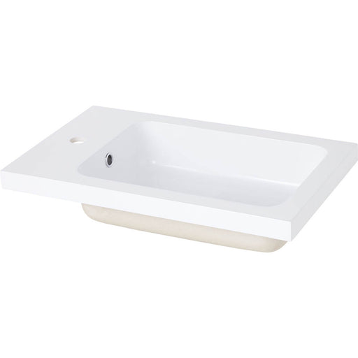 Bathroom Sink Counter Top Basin White Rectangular Single Tap Modern (W)60.4cm - Image 1