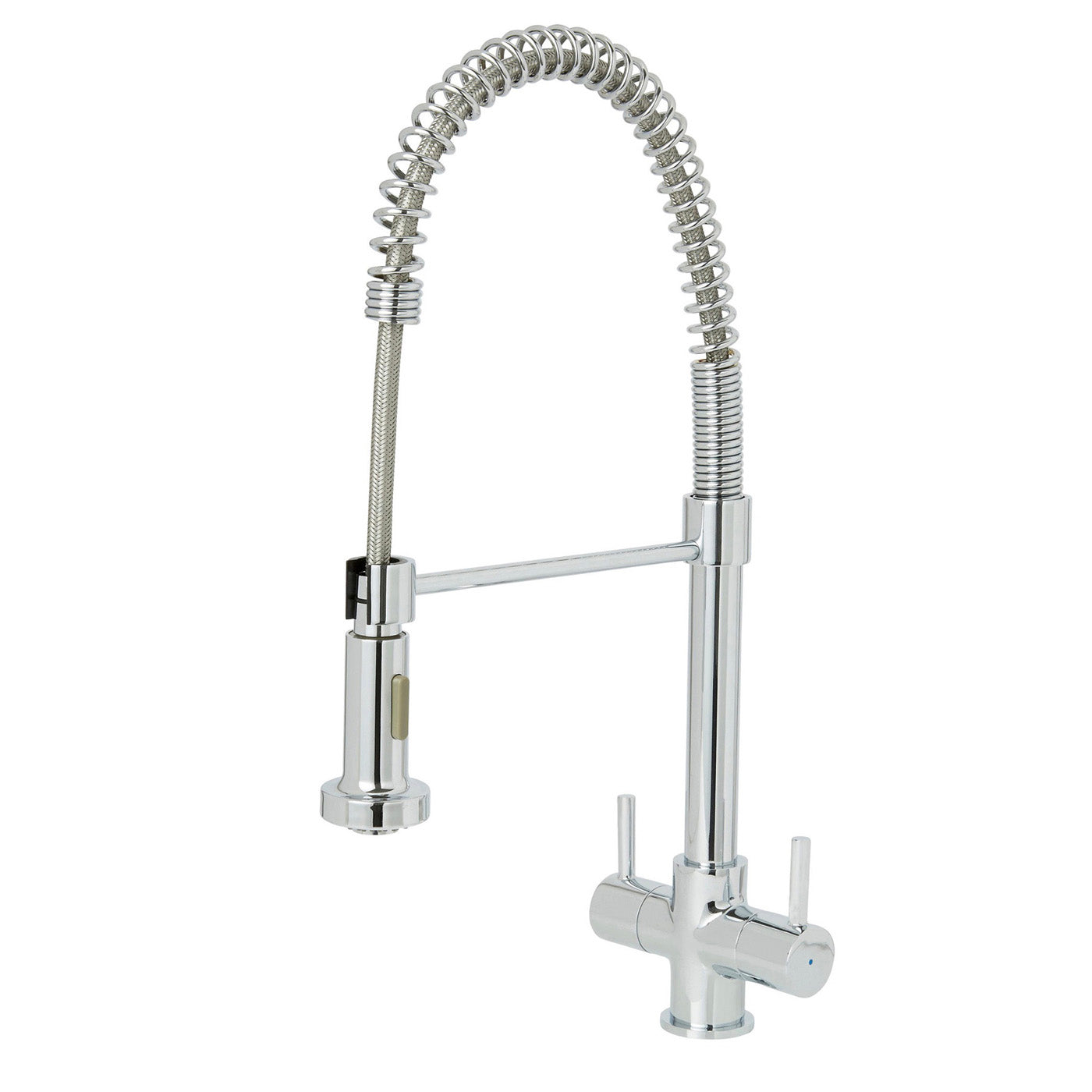 Cooke & Lewis Kitchen Twin Lever Tap Ithaca Chrome Effect Pull Down Spout - Image 1