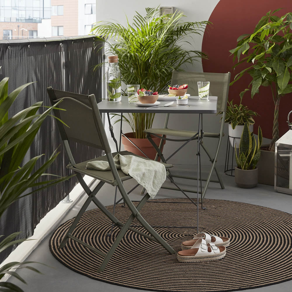 Bistro Table Square 2 Seater Anthracite Metal Foldable Outdoor Garden Furniture - Image 3