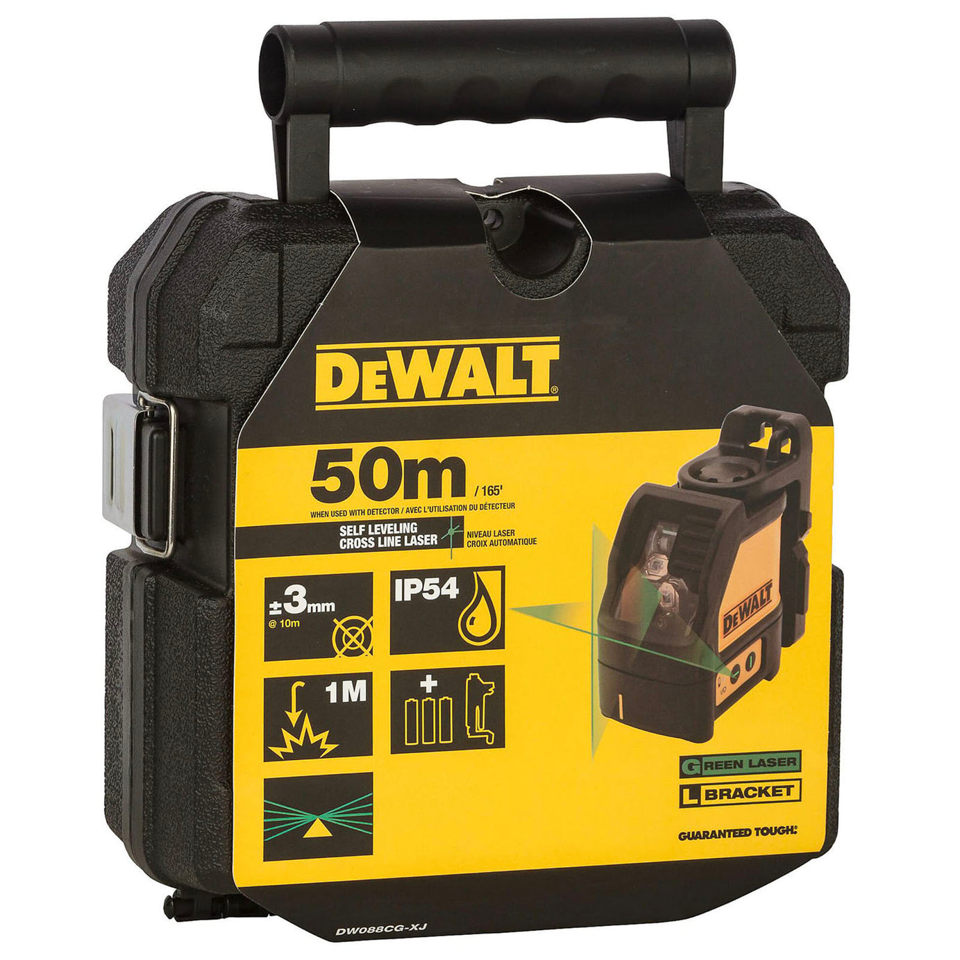 DeWalt Laser Level DW088CG-XJ Green Cross Line Self Levelling 50m Measure Tool - Image 2
