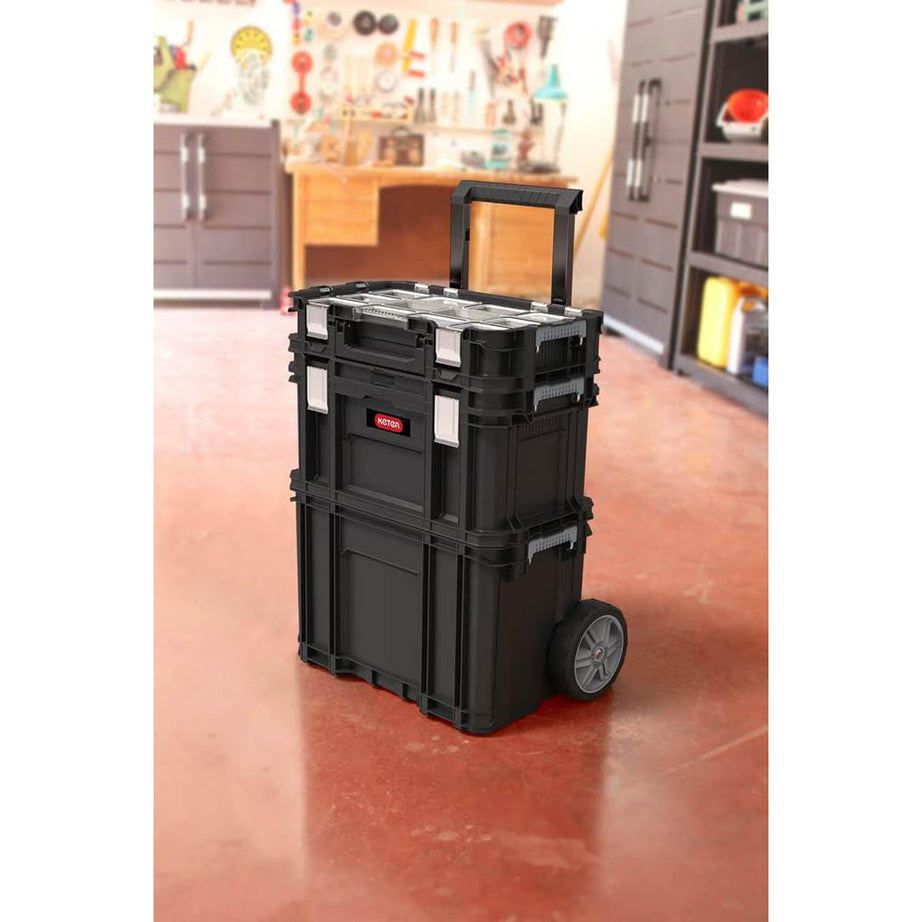 Keter Tool Box Modular Storage Trolley Connect Rolling System Sturdy 3 In 1 - Image 3