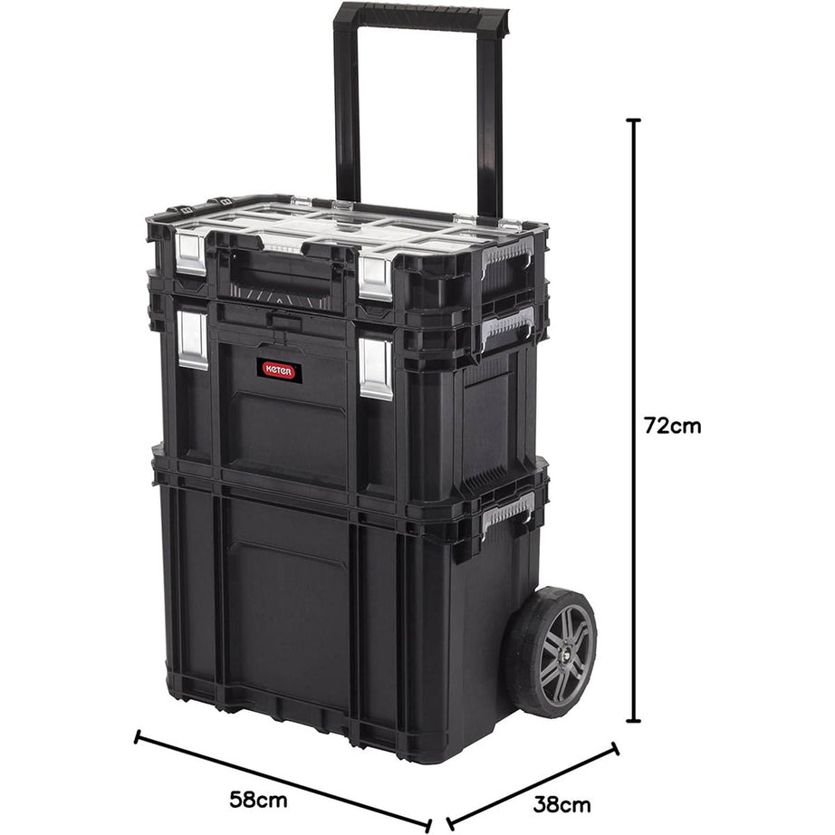 Keter Tool Box Modular Storage Trolley Connect Rolling System Sturdy 3 In 1 - Image 4