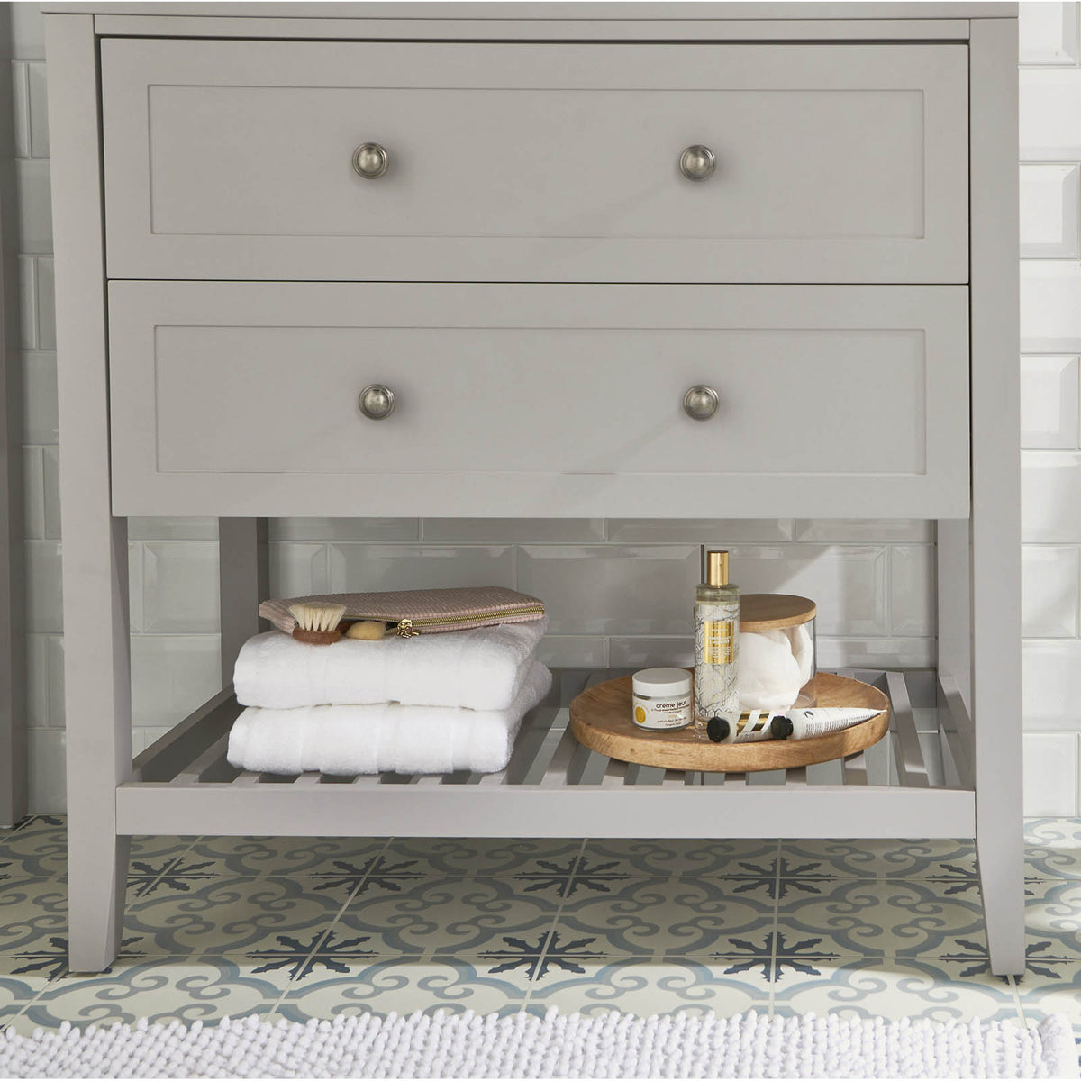Bathroom Vanity Unit Perma Satin Grey Freestanding Storage Cabinet Furniture - Image 9