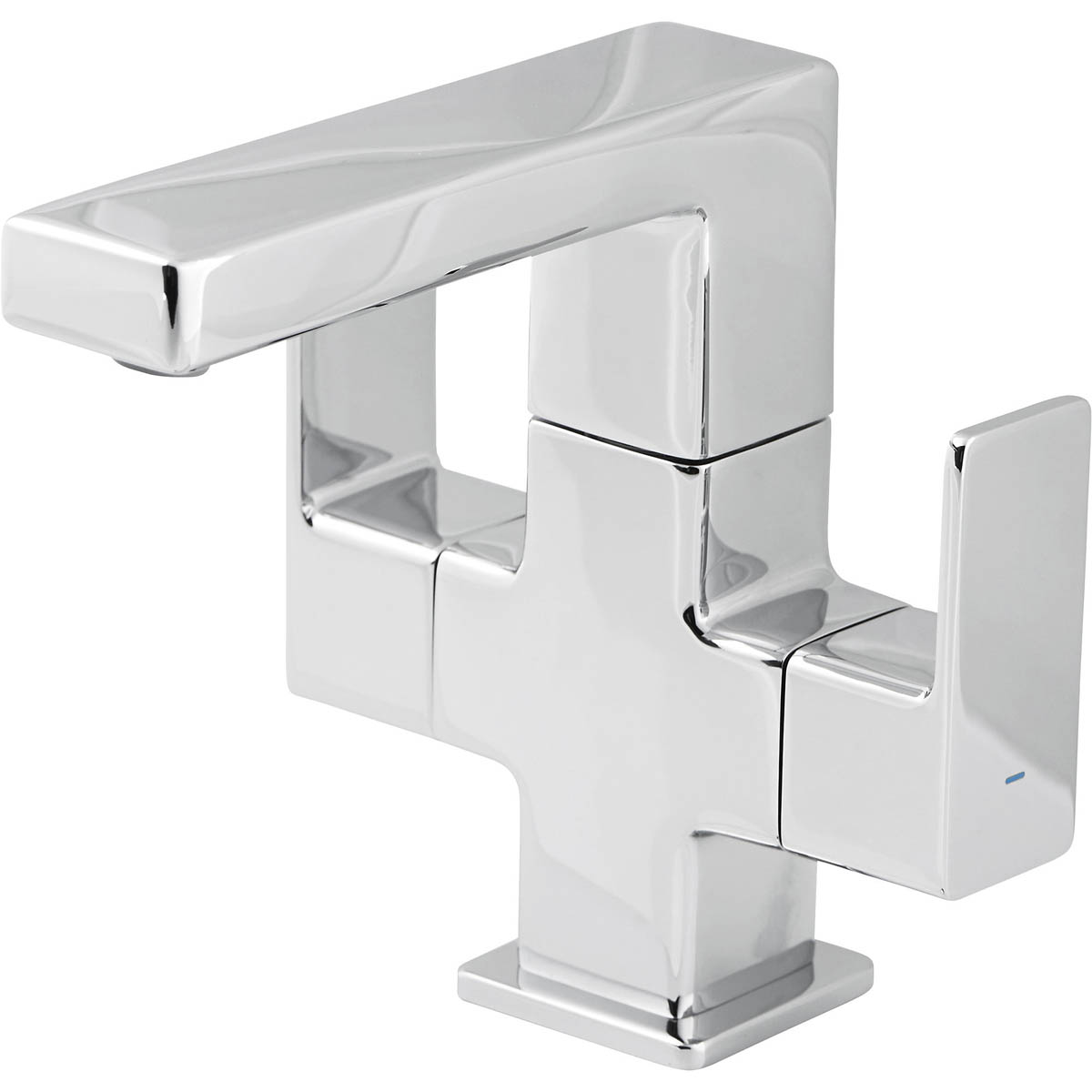 Bathroom Basin Mixer Tap Monobloc Brass Chrome Square With Waste Modern - Image 1