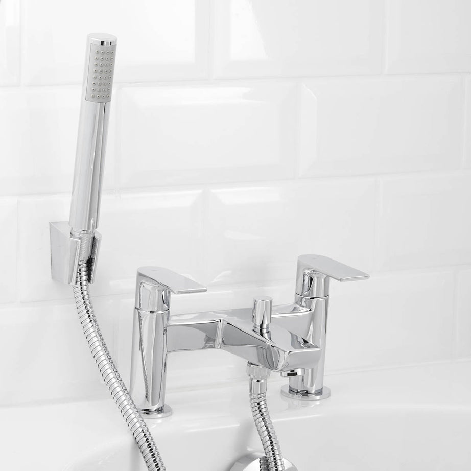 Bath Filler Tap Mixer With Hand Held Set Chrome Ceramic Cartridge Bathroom - Image 2