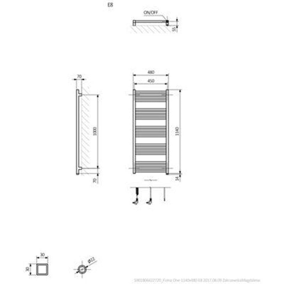 Terma Electric Towel Rail Radiator Sparkling Gravel Bathroom Warmer H114xW48cm - Image 3