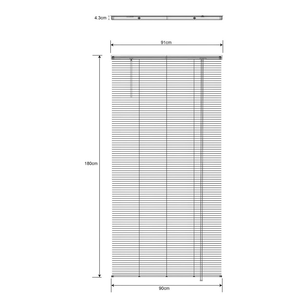 Venetian Window Blind White Basswood Corded Modern Livingroom (W)90 (L)180cm - Image 2
