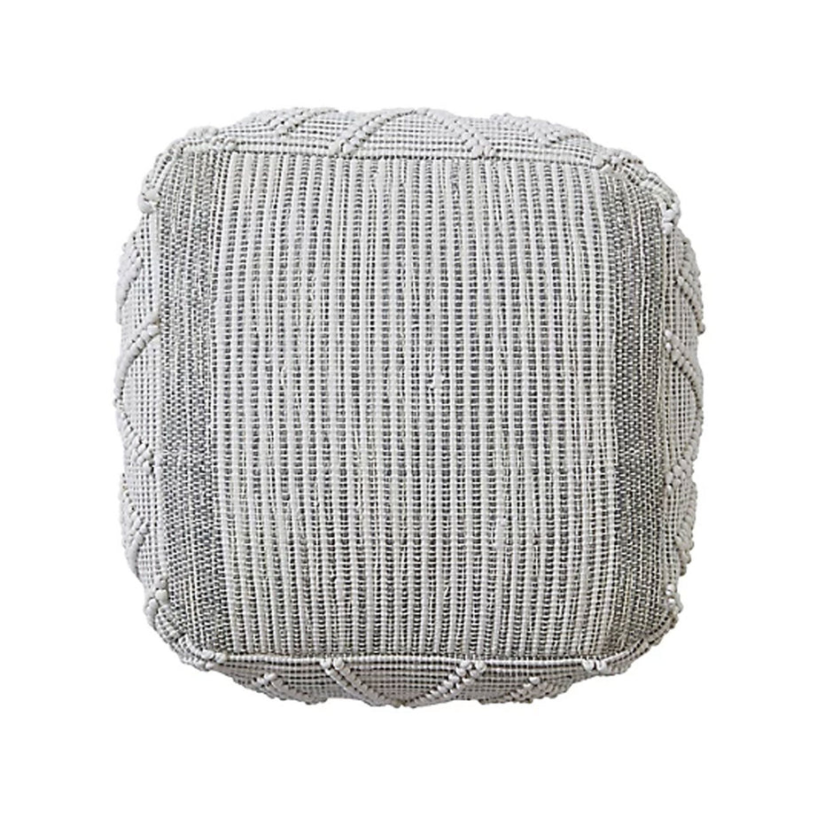 Large Footstool Bean Bag Grey Square Crochet Stitch Seat Indoor Outdoor 50x50cm - Image 3