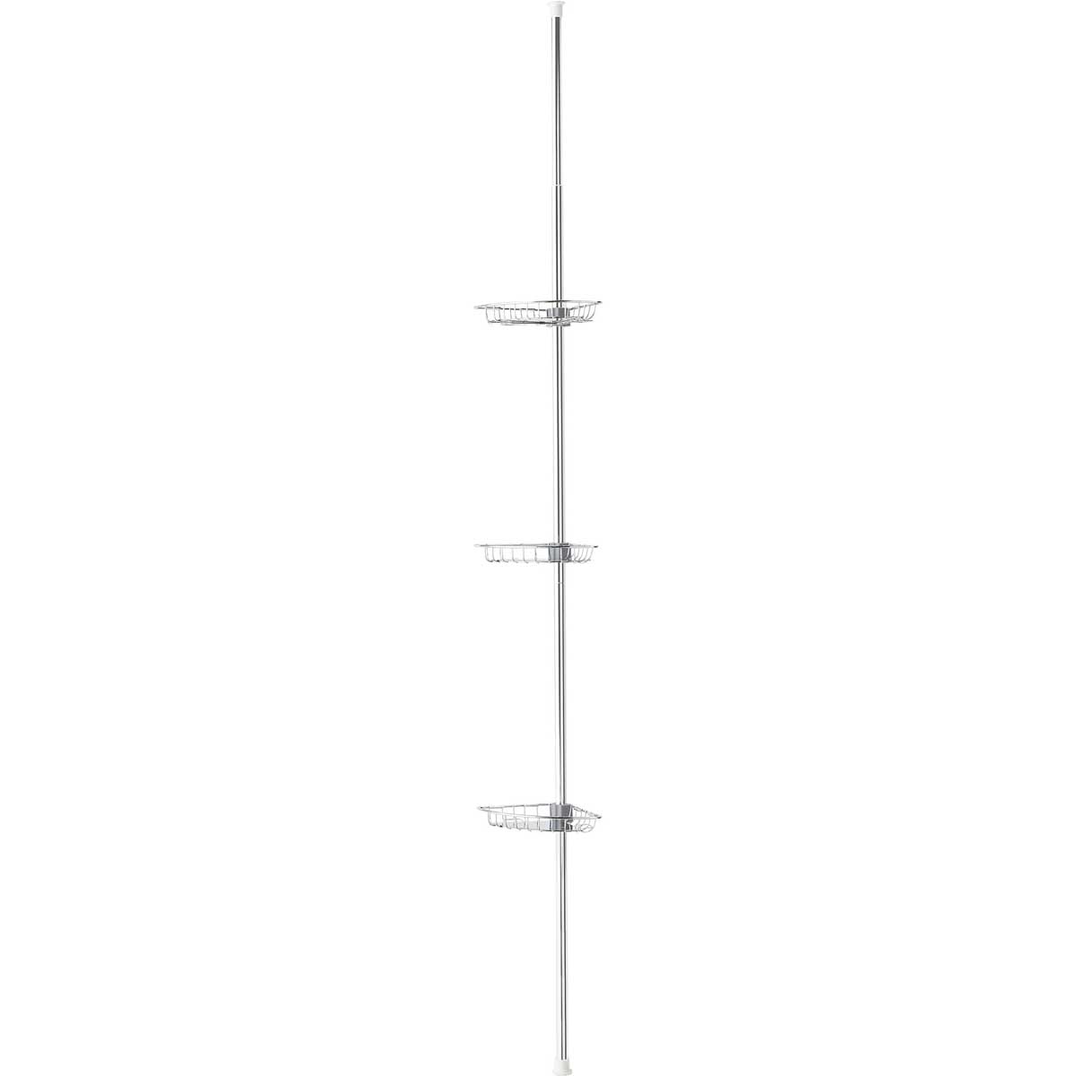 Bathroom Rail 3 Corner Baskets Stainless Steel Chrome Effect Adjustable - Image 2