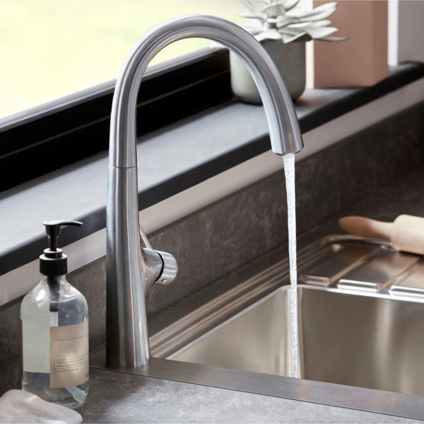 Kitchen Tap Mixer Stainless Steel Single Lever Ceramic Cartridge Modern Faucet - Image 2