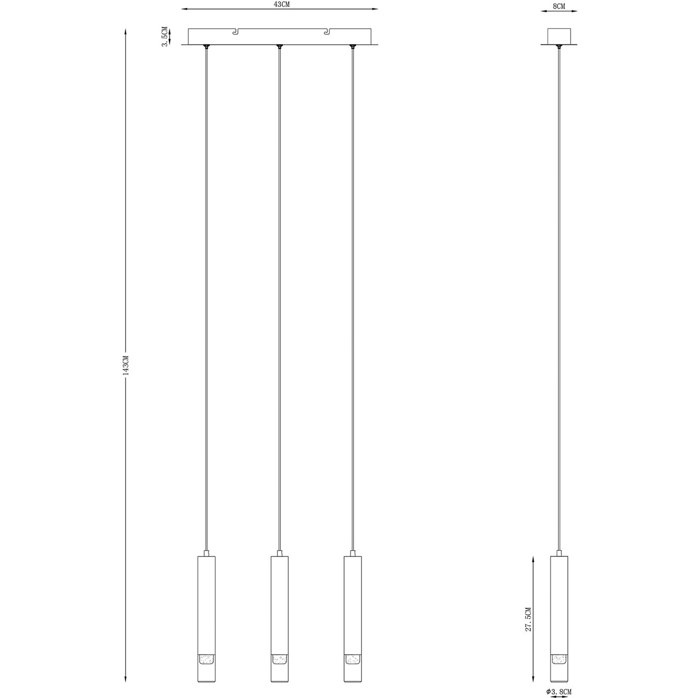 LED Ceiling Light Pendant Hanging Chrome Sleek Multi Arm Bar Kitchen Dining - Image 2