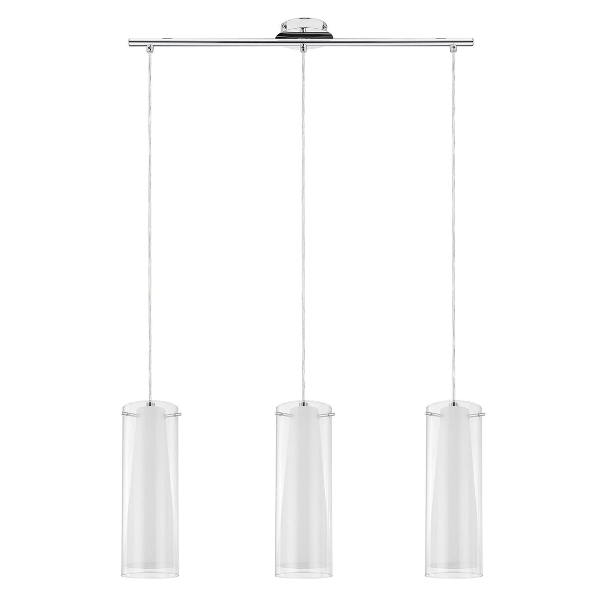 Pendant Ceiling Light 3 Way White Chrome Effect Glass Shades IP20 (Dia)110mm - Image 2