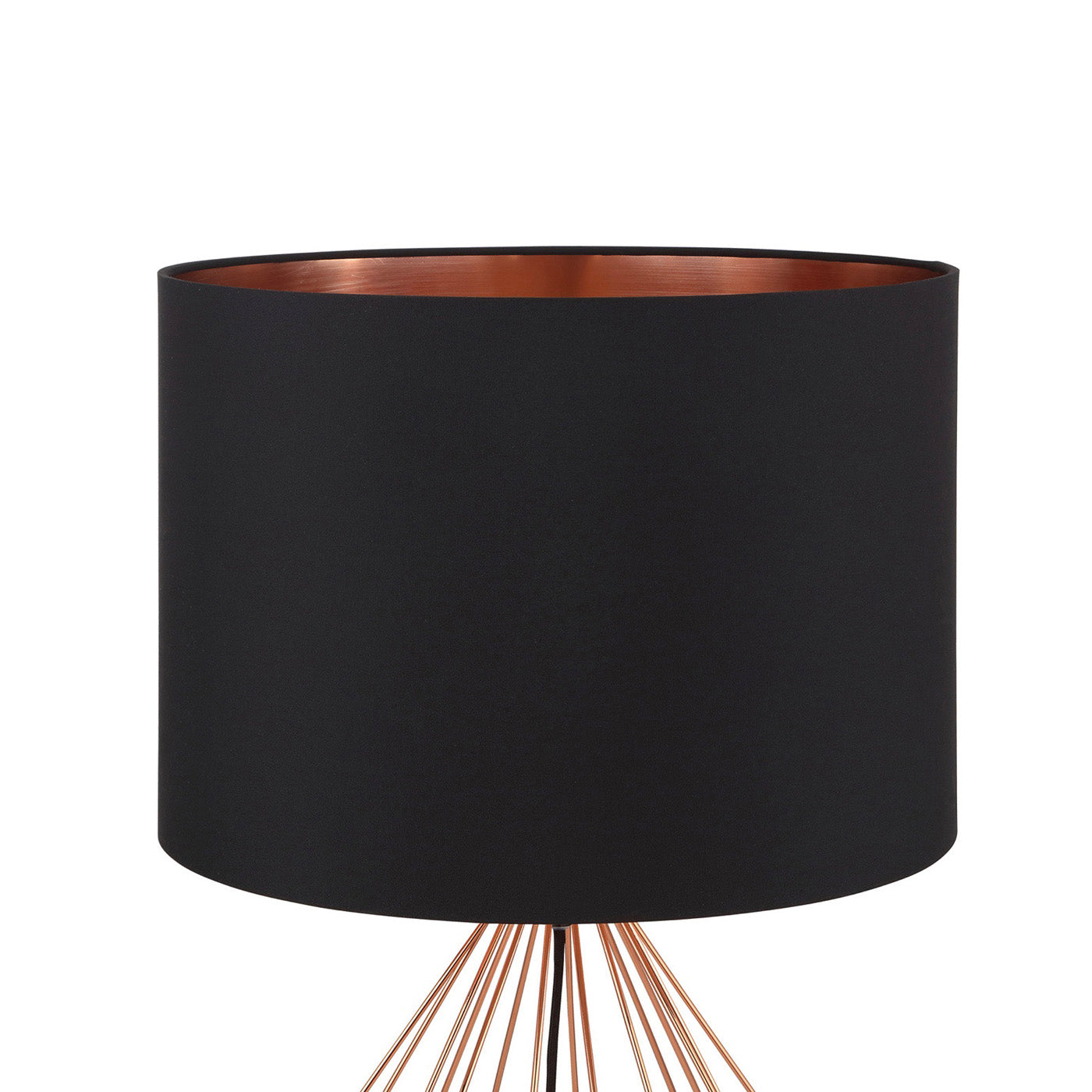 Table Lamp Modern Copper Effect Bedside Light Black Drum Shade For Any Room - Image 4