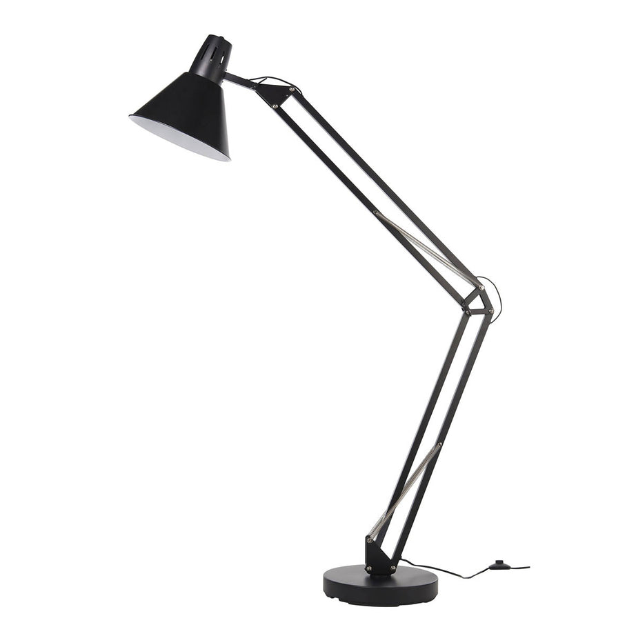 Floor Lamp Matt Black Retro Articulated Arm Tilting Head Livingroom (H)168cm - Image 2