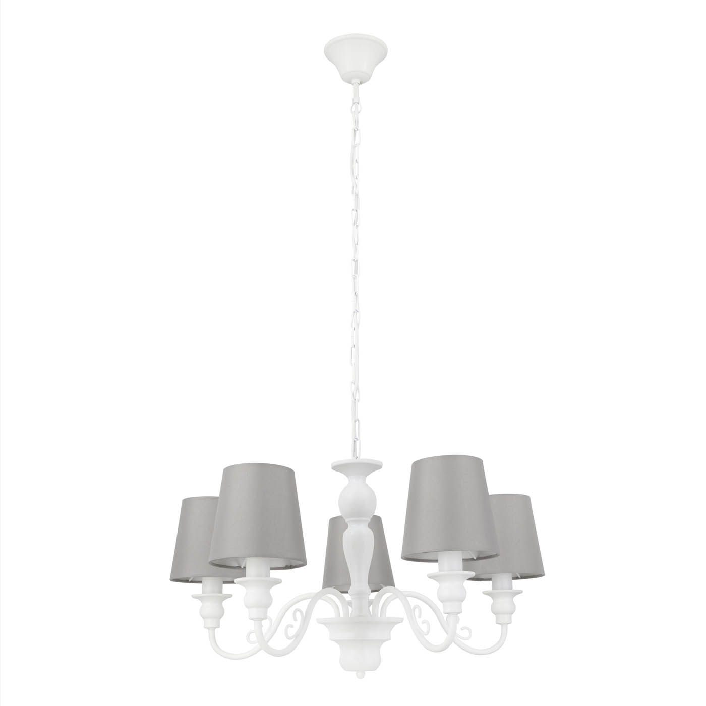Ceiling Light Grey White Wood Effect 5 Way Pendant E14 Living Room Bedroom 40W - Image 1