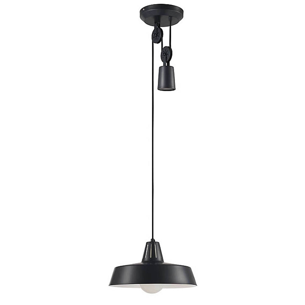 Pendant Ceiling Light Matt Black Industrial Metal Adjustable Height Modern - Image 1