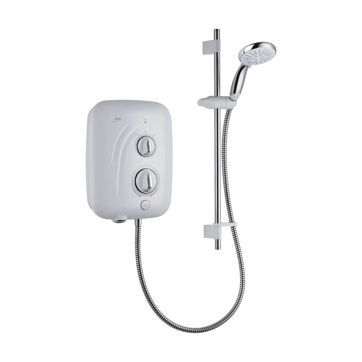Mira Pumped Mixer Shower Electric 9.8kW White 4 Spray Pattern Round Head - Image 1
