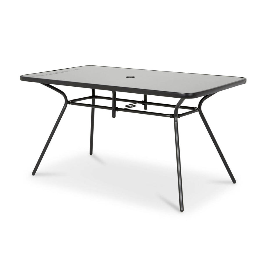 Outdoor 6 Seater Dining Set Matt Black Metal Foldable Durable Comfortable - Image 2