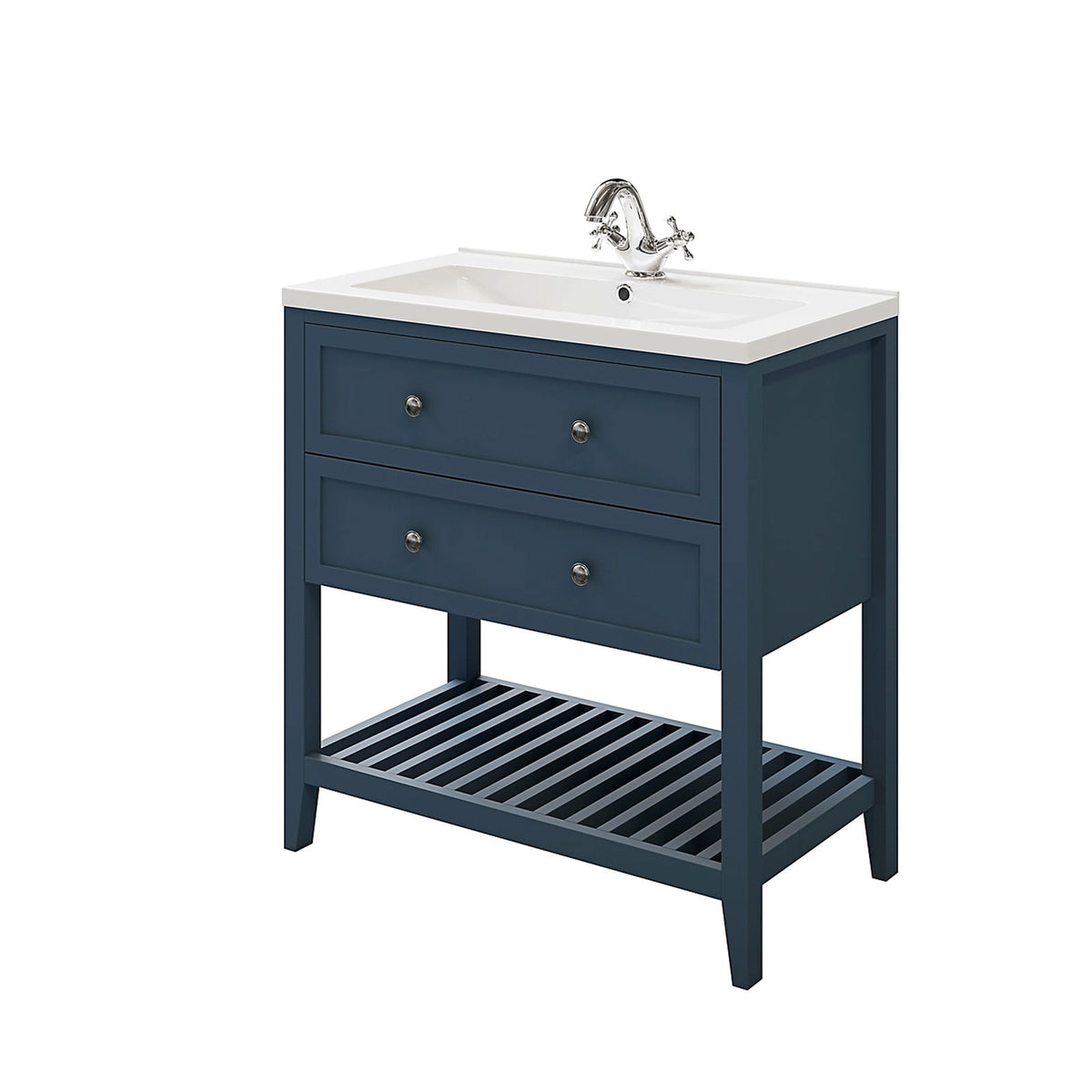 GoodHome Bathroom Vanity Unit Perma Freestanding Satin Blue 800mm - Image 7
