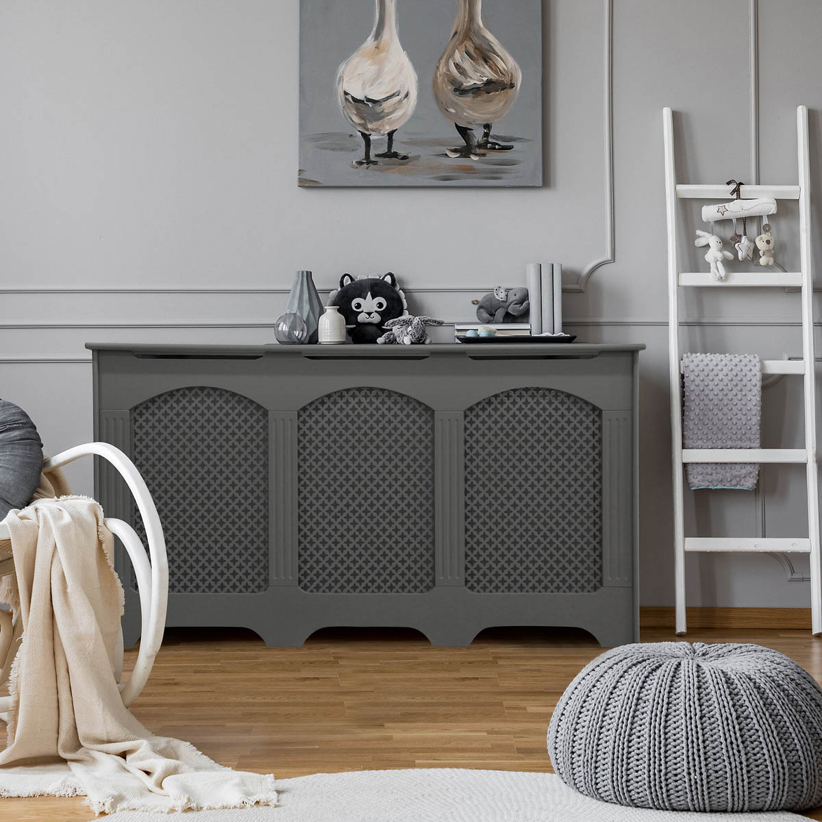 Radiator Cover Large Wood Grey Horizontal Modern 900mm(H) 1710mm(W) 200mm(D) - Image 3