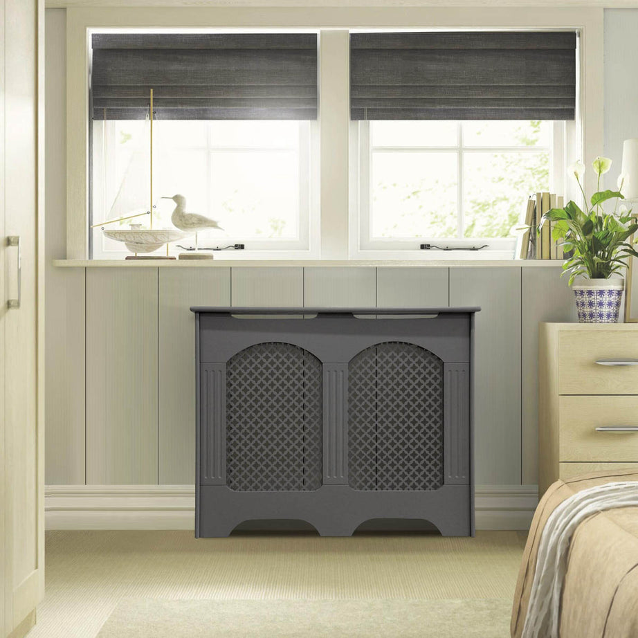 Cambridge Radiator Cover Grey Wooden Small Traditional (H)800 (W)1017 (D)180mm - Image 2