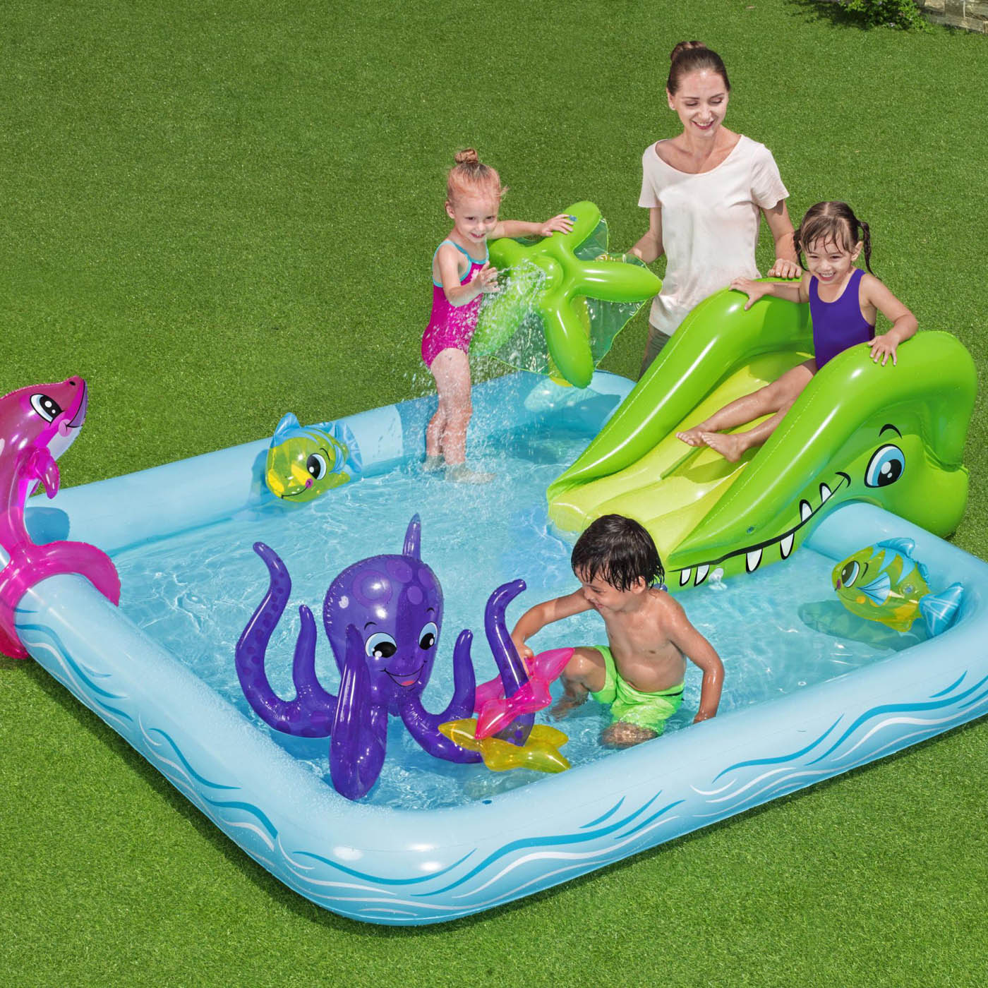 Bestway Swimming Pool Paddling Aquarium Inflatable Square Kids - Image 2