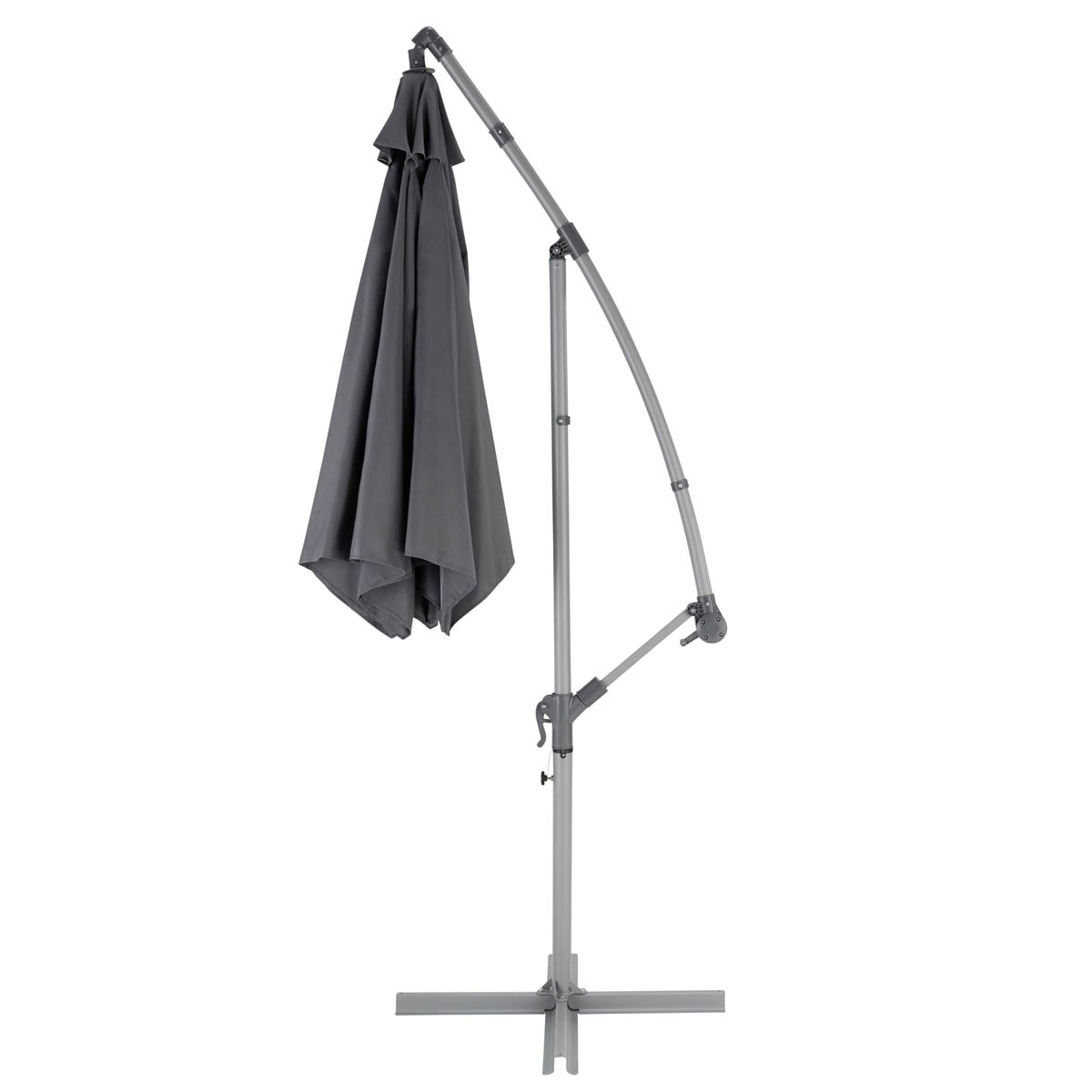 Garden Parasol Umbrella Steel Grey Overhanging Outdoor Sun Shade Canopy 2.98m - Image 2