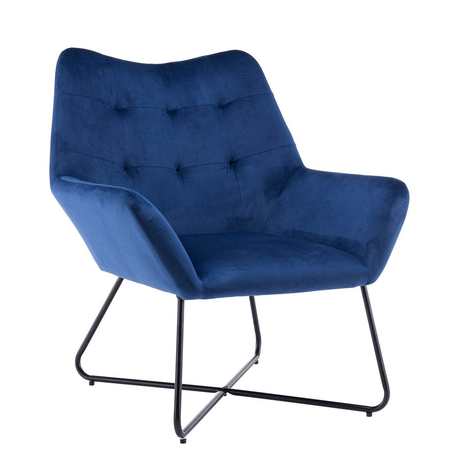 Velvet Chair Deep Blue Effect Comfort Luxury Industrial (H)865 (W)750 (D)800mm - Image 2