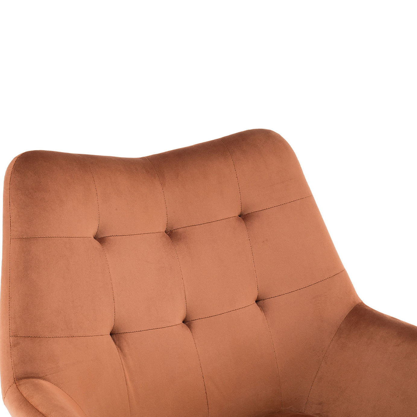 Accent Chair Burnt Orange Velvet Effect Black Metal Legs H865 x W750 x D800mm - Image 6
