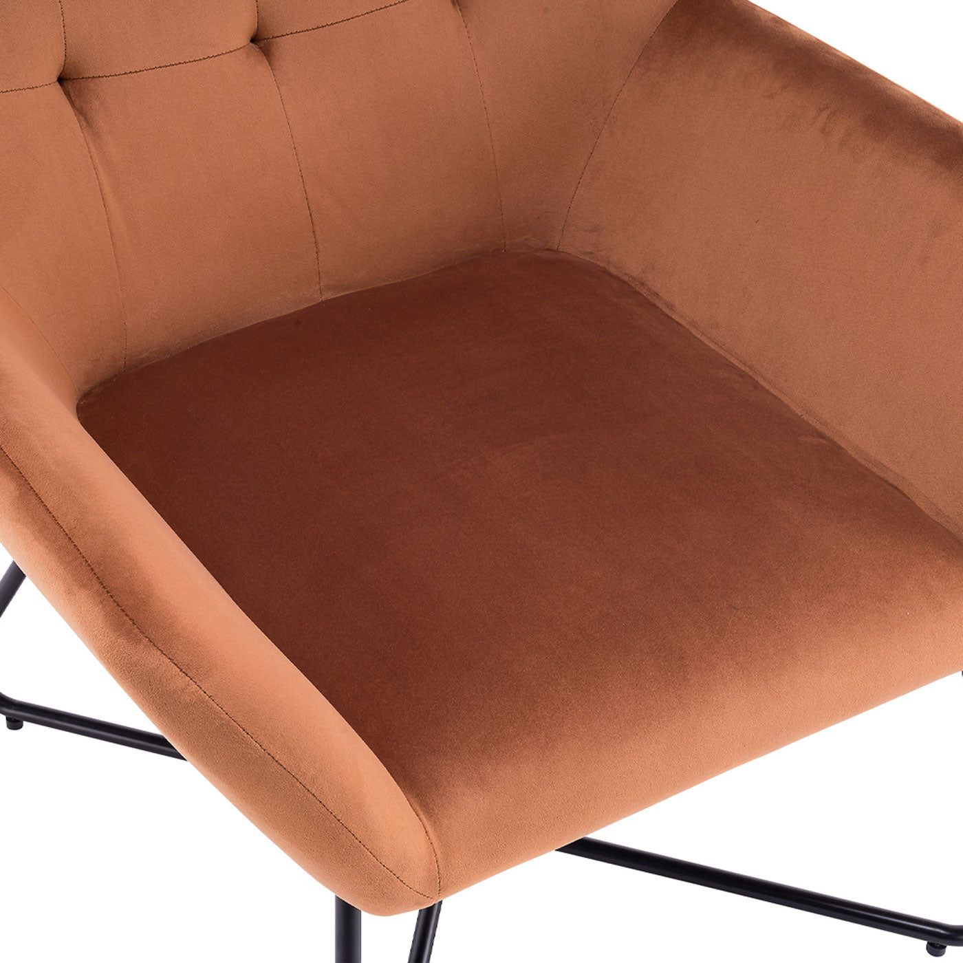 Accent Chair Burnt Orange Velvet Effect Black Metal Legs H865 x W750 x D800mm - Image 7