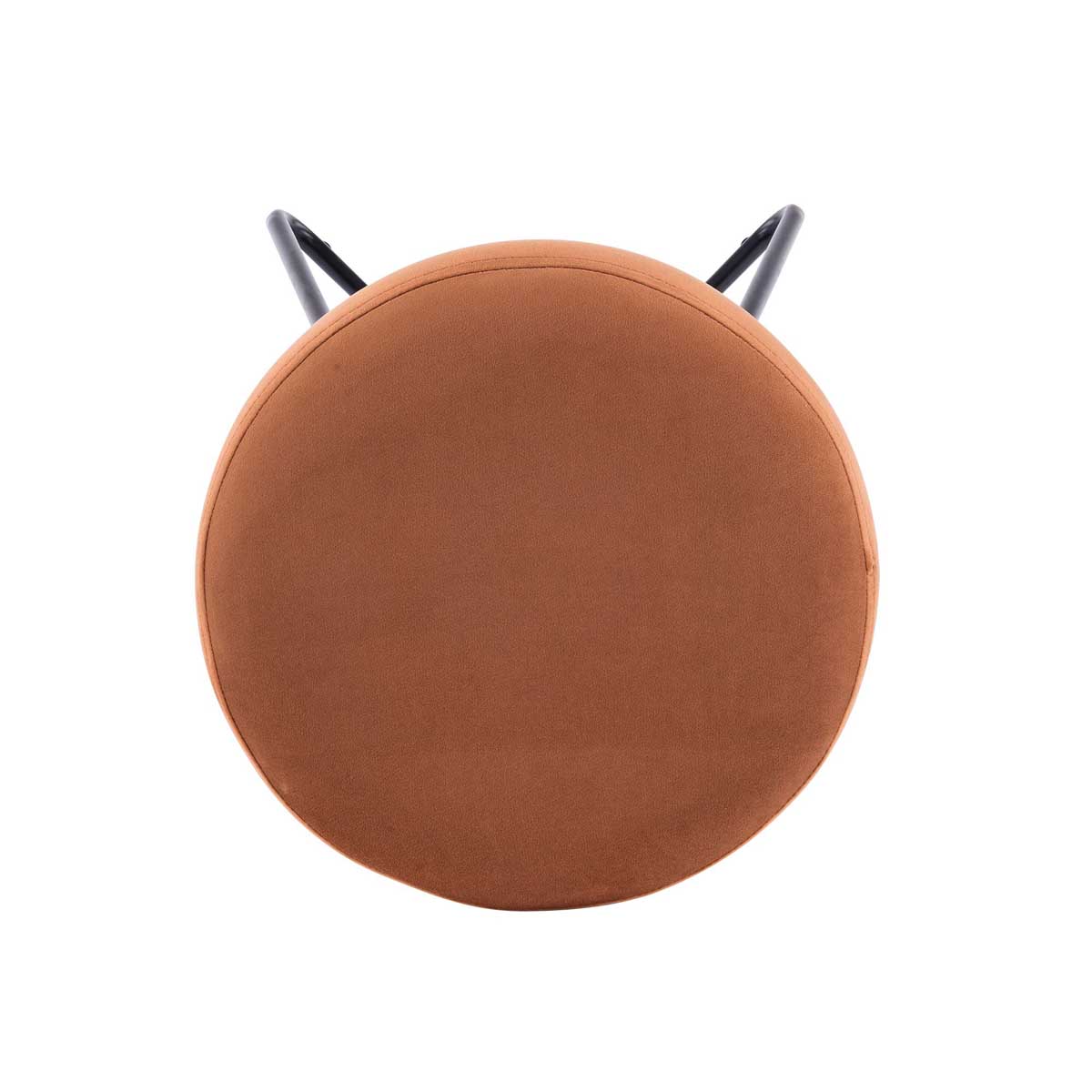 Foot Stool Chair Dressing Table Burnt Orange Velvet Effect Small Round - Image 3