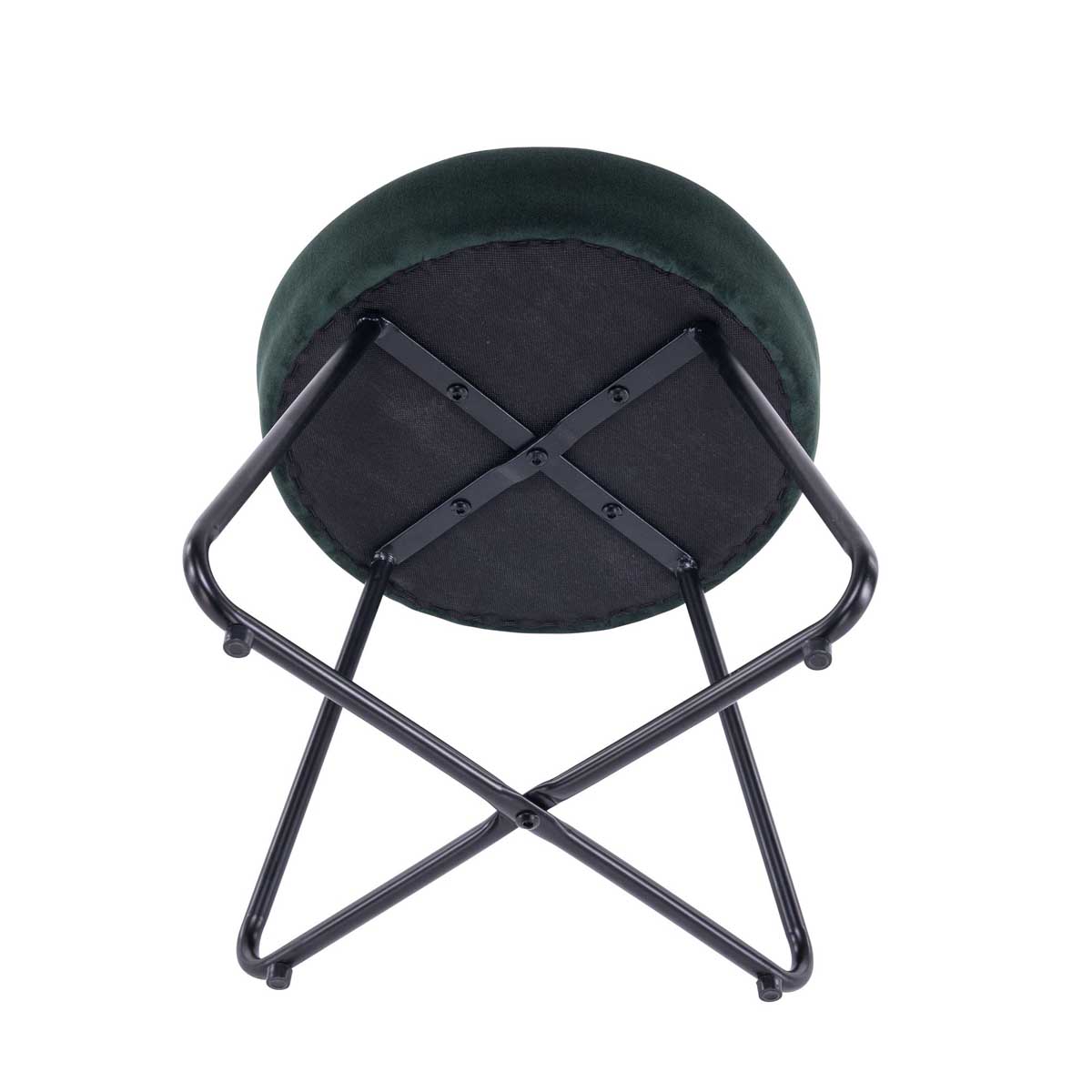 Foot Stool Chair Dressing Table Round Green Velvet Effect Foam Comfort Modern - Image 4