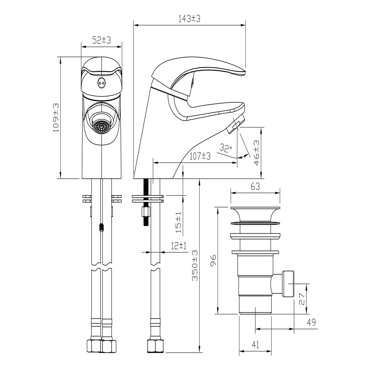 Bathroom Basin Tap Mono Mixer Chrome Single Lever Mini Full Turn Modern Faucet - Image 2