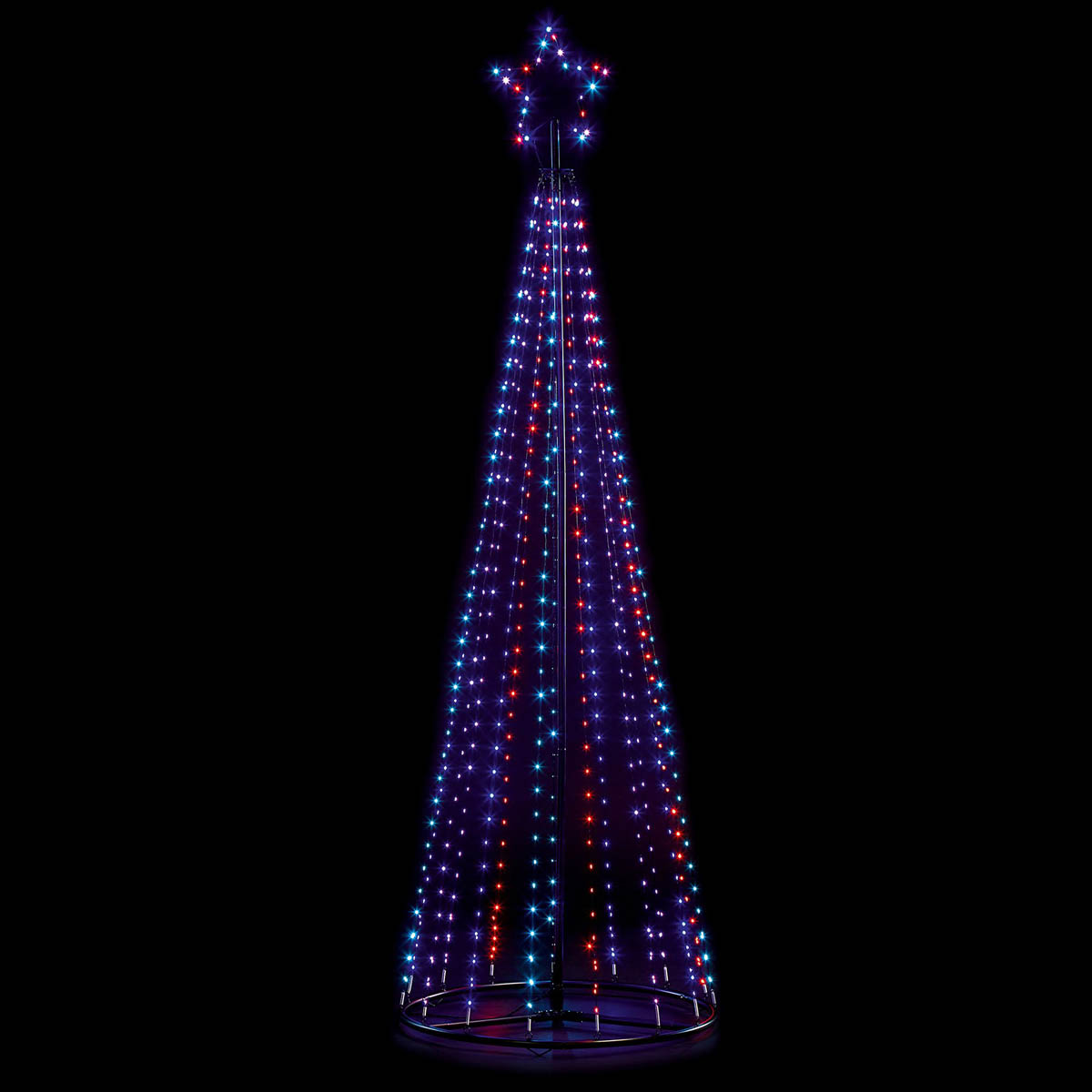 LED Christmas Tree Decoration Multicolour Pyramid Festive Indoor Outdoor (H)4m - Image 1