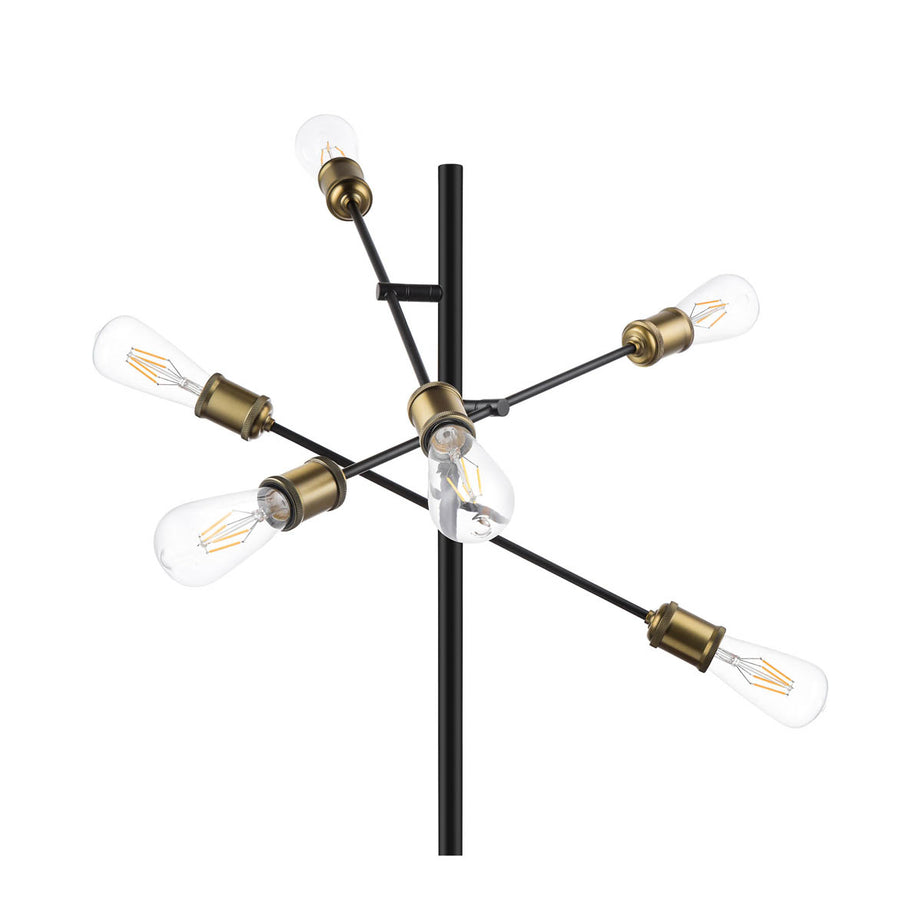 Floor Lamp 6 Lights Metal Matt Black Antique Brass Effect Modern Industrial - Image 6
