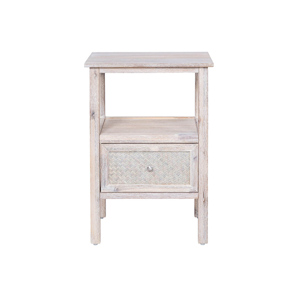 Pinilla Bedside Table Matt Whitewashed MDF 1 Drawer Chic (H)600 (W)300 (D)400mm - Image 3
