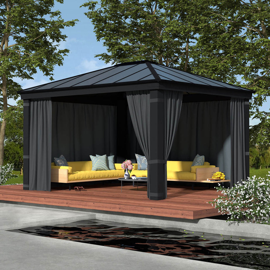 Gazebo Curtains Net Grey Outdoor Lightweight Pack of 4 (L)2120 (W)4400mm - Image 2