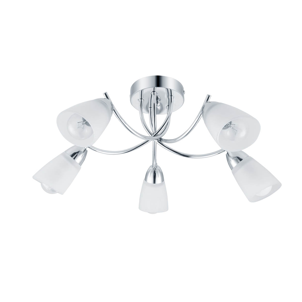 Ceiling Light LED 5 Lamp Round Frosted Glass Metal Chrome Effect Modern - Image 2