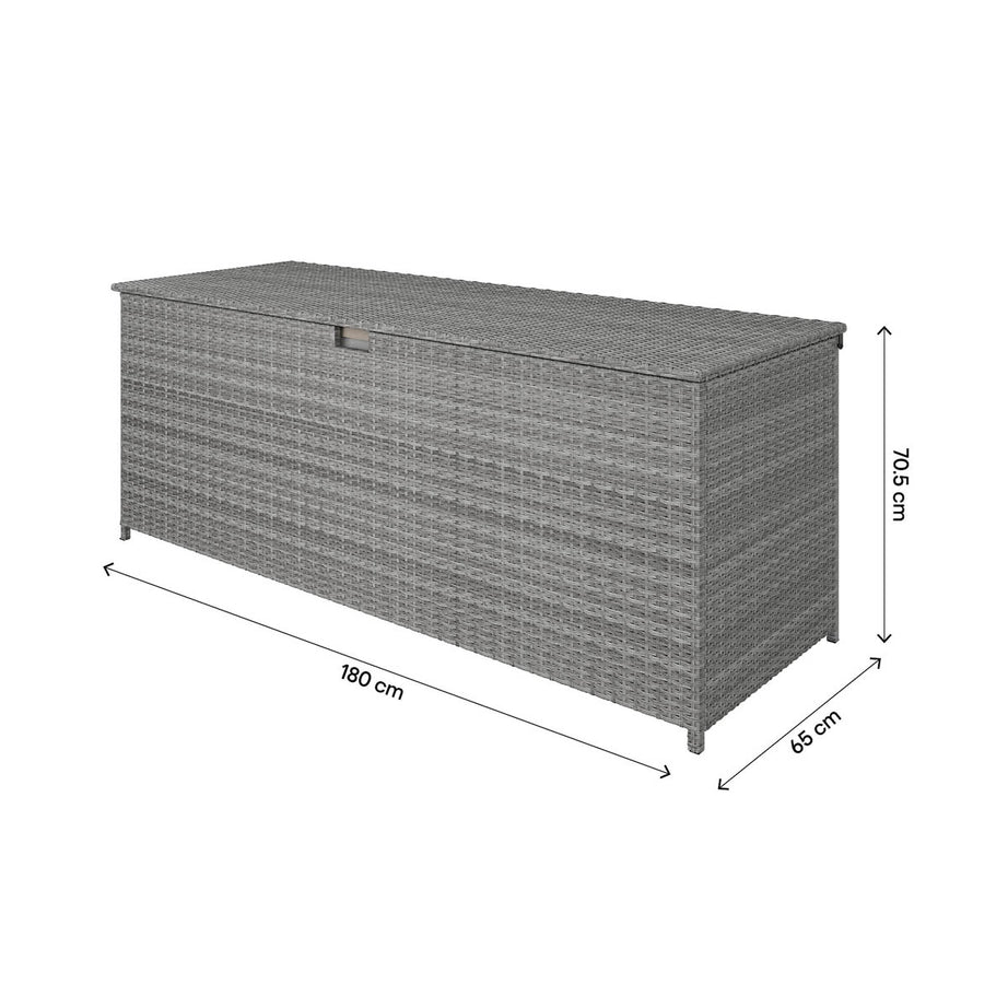 Hamilton Garden Storage Box Steeple Grey Plastic Rattan Effect (W)180 x (D)65cm - Image 4