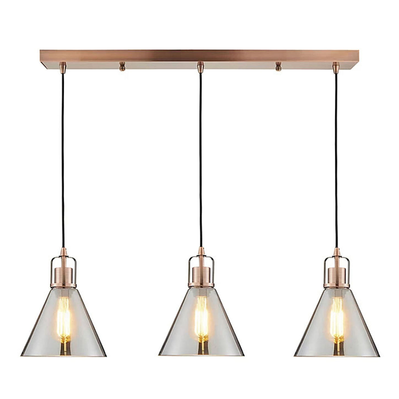 Pendant Ceiling Light Hanging 3 Way Multi Arm Antique Copper Effect Modern - Image 1