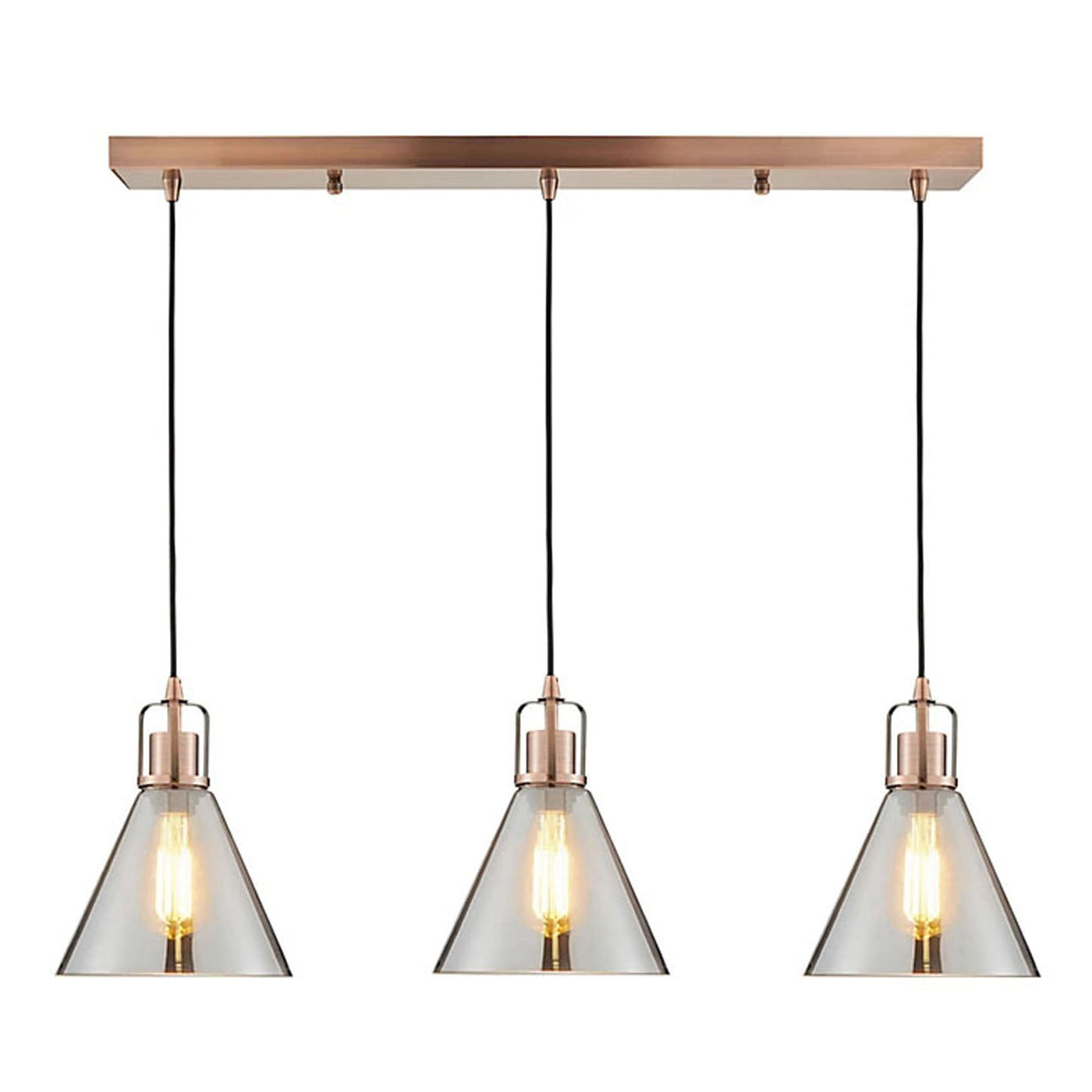 Pendant Ceiling Light Hanging 3 Way Multi Arm Antique Copper Effect Modern - Image 3