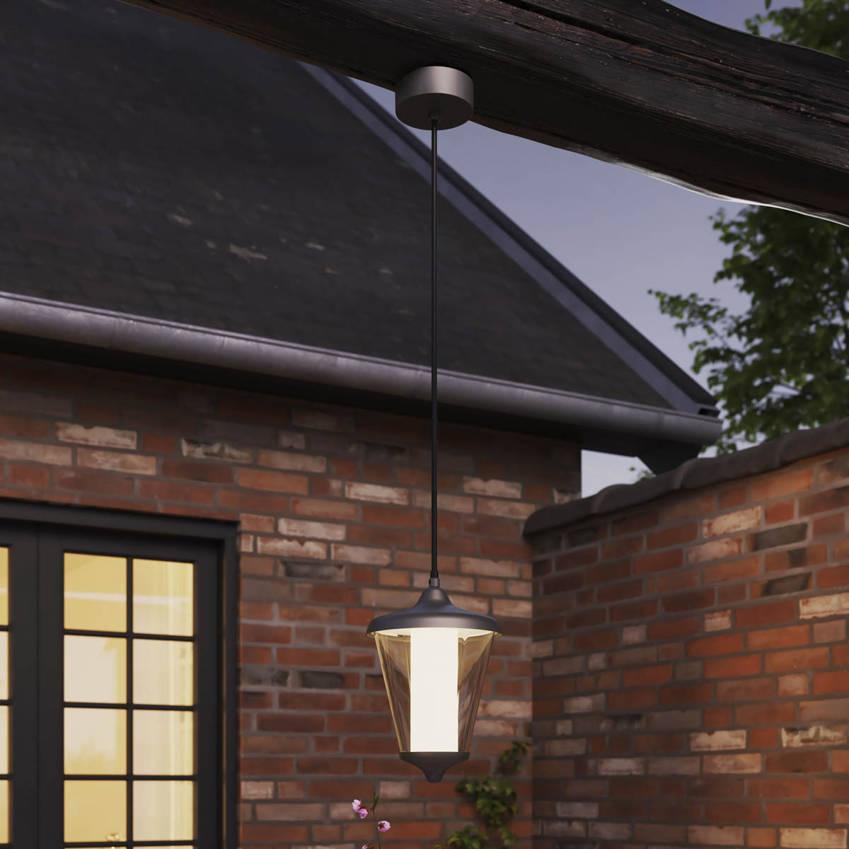 Outdoor Pendant Light Integrated LED Dark Grey Waterproof Contemporary - Image 1