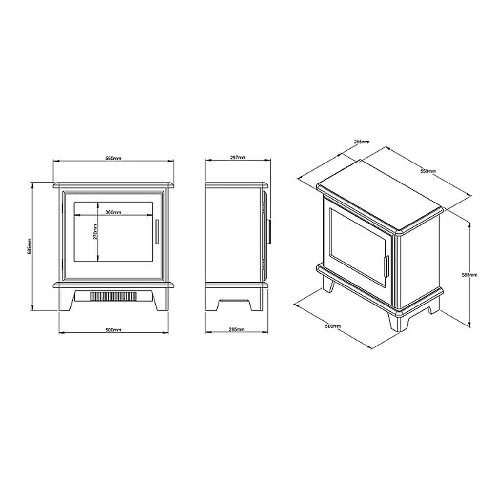 Electric Stove Fireplace Heater Grey Flame Effect With Remote Control Modern 2kW - Image 3