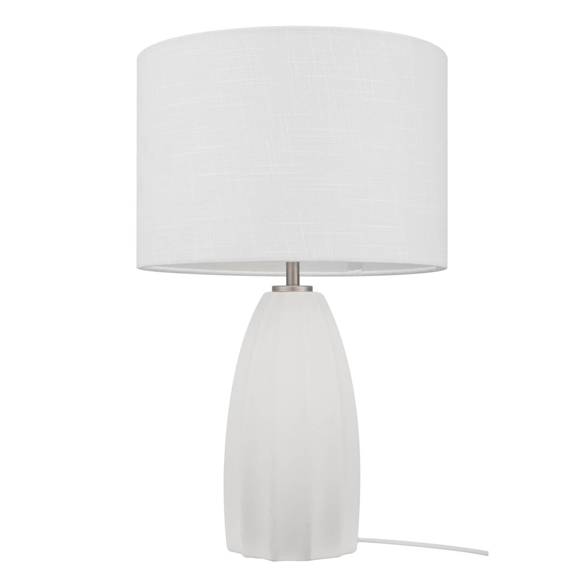 Table Lamp Cream Ceramic Base White Fabric Bedside Living Room Contemporary - Image 3