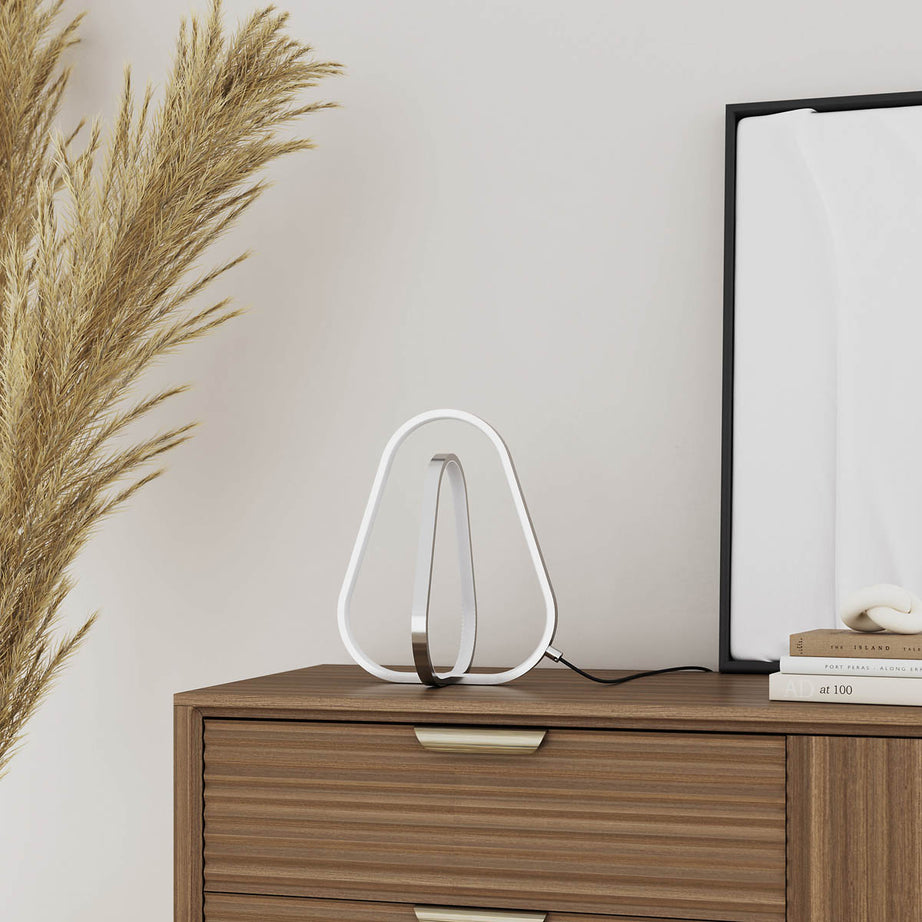 Table Lamp Integrated LED Twisted Pendant Polished Chrome Effect Dimmable Modern - Image 4