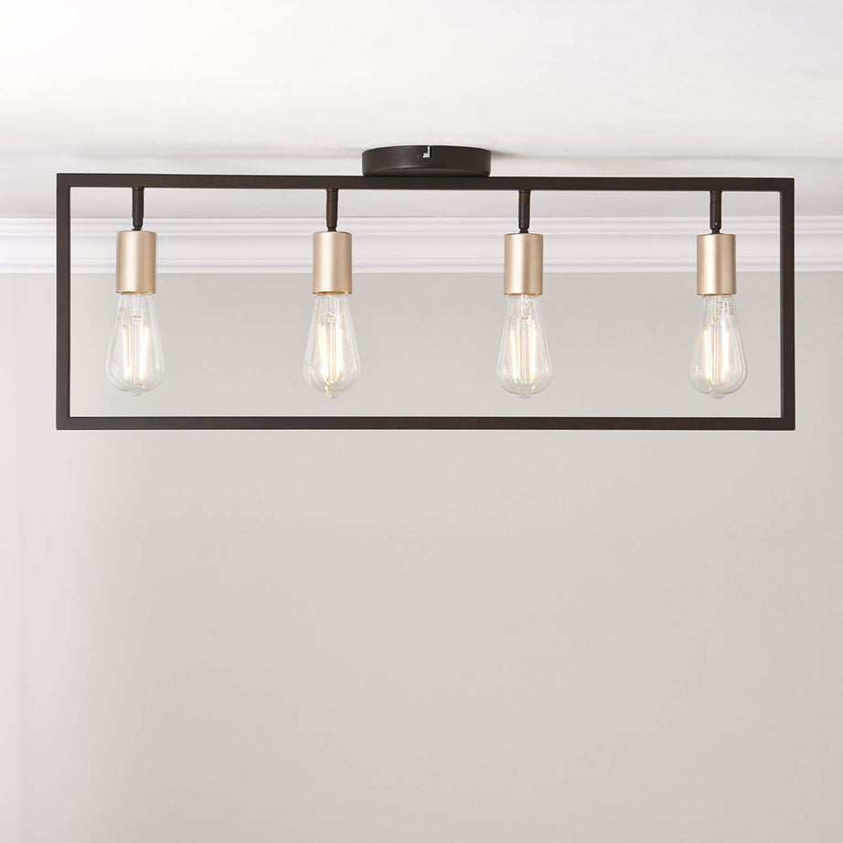 Ceiling Light 4 Lamp LED Bar Brushed Matt Steel Bronze Effect Dimmable Modern - Image 3