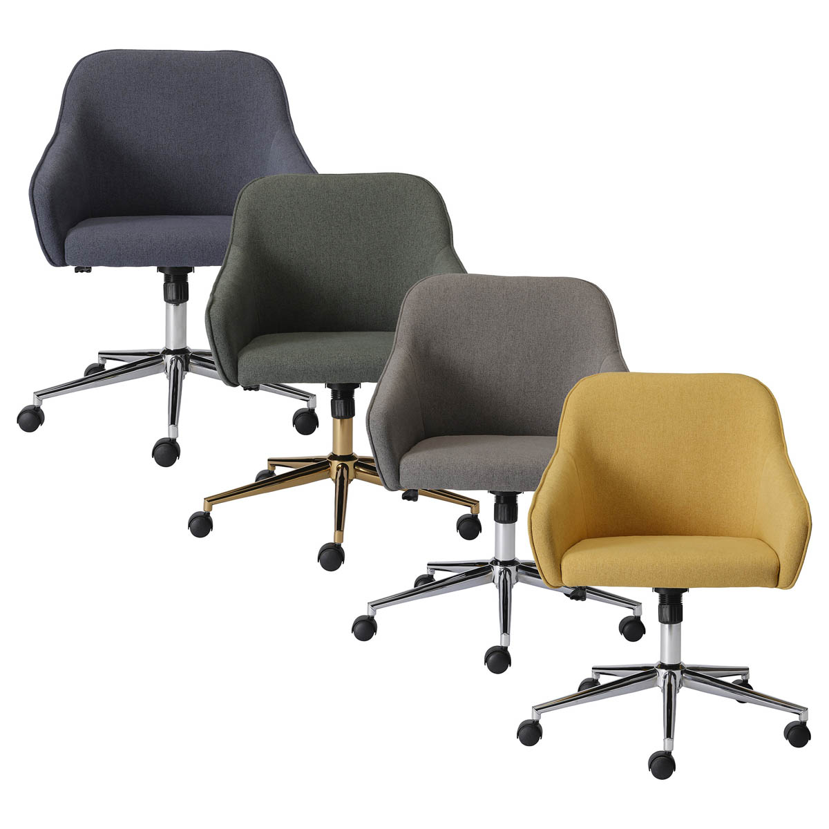 Arvor Office Chair Yellow Linen Effect Adjustable (H)945mm (W)620mm (D)640mm - Image 2