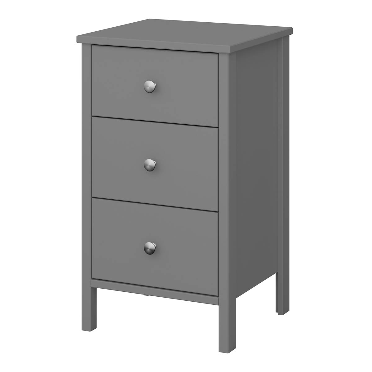 Valenca Bedside Table Cabinet 3 Drawer Satin Grey MDF (H)699 (W)400 (D)382.4mm - Image 2